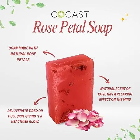 COCAST Premium Luxury Rose Petals Herbal Bathing Soap (100gm) - Detailed Feature View 2