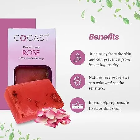 COCAST Premium Luxury Rose Petals Herbal Bathing Soap (100gm) - Detailed Feature View 1