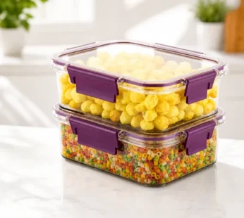 750ml Feel Fresh Lock & Lock Containers | Set of 2 Pcs | Airtight Food Storage Box with Random Color Lid