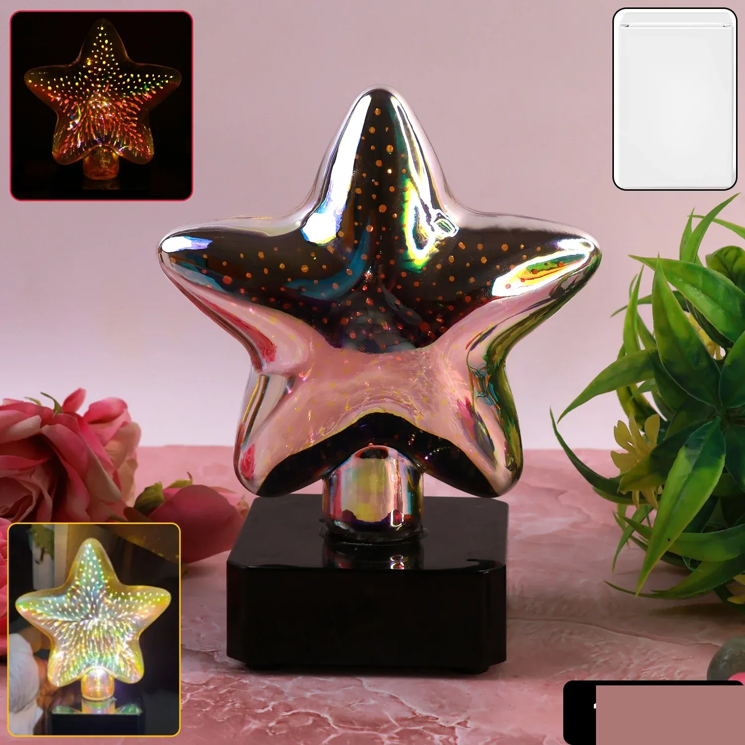 Star-Shaped 3D Illusion Decorative LED Night Lamp (1 Pc) - Detailed Feature View 1