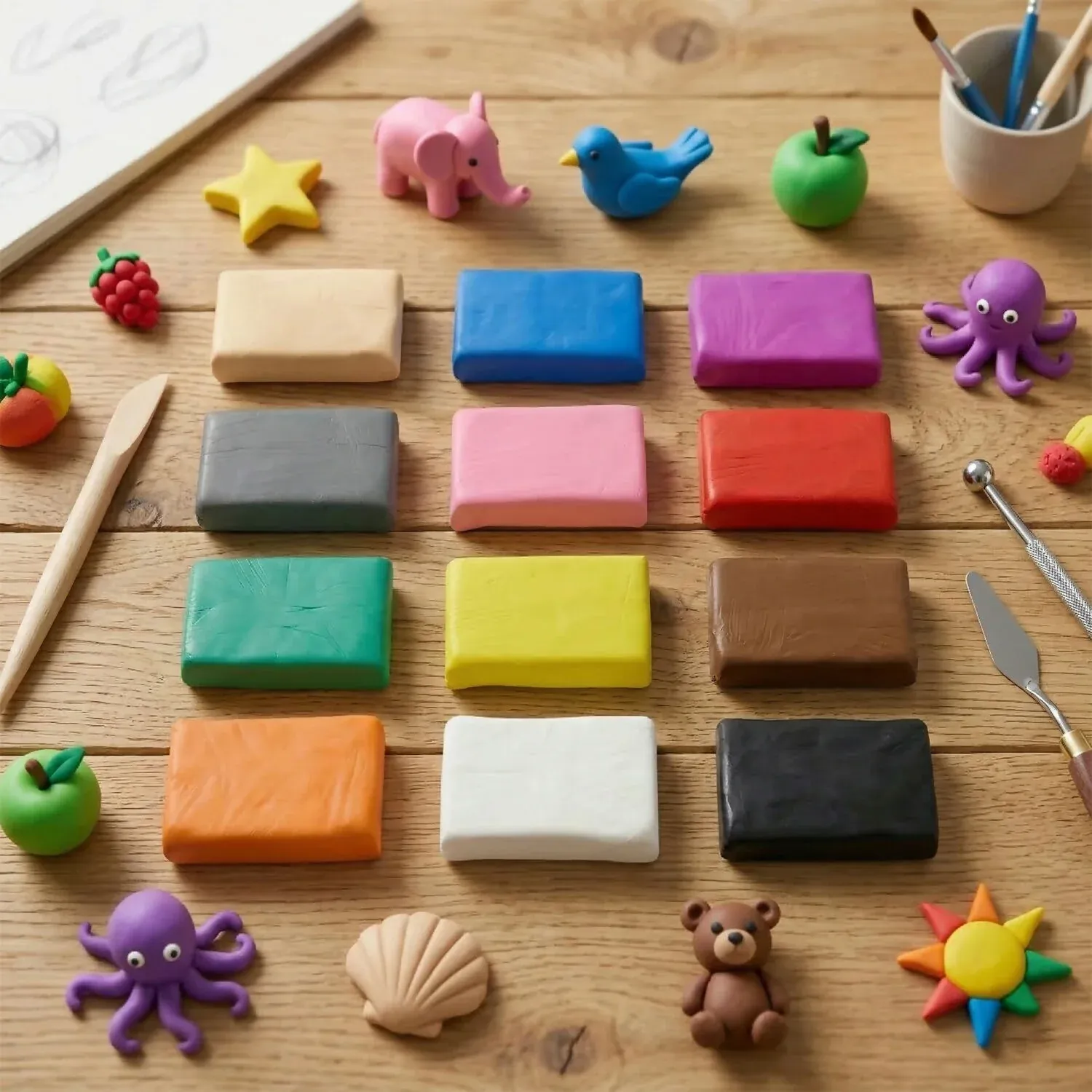 Nara 12 Color Modelling Clay Kit, Soft Creative Play Dough Set for Kids (60 Gm/24 Bars) - Detailed Feature View 2