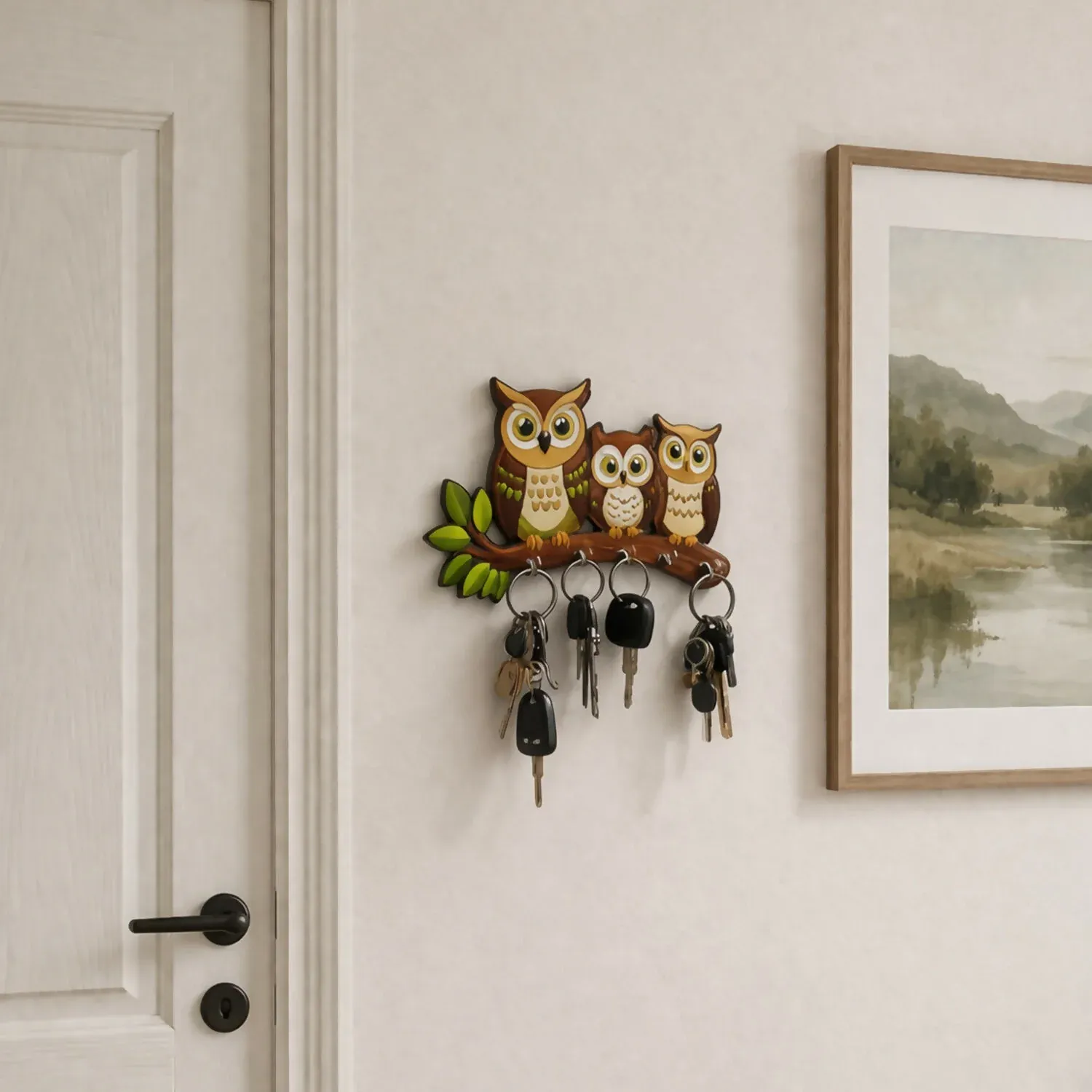 Wall-mounted Owl Key Holder – Stylish and Durable Organization Solution - Detailed Feature View 1