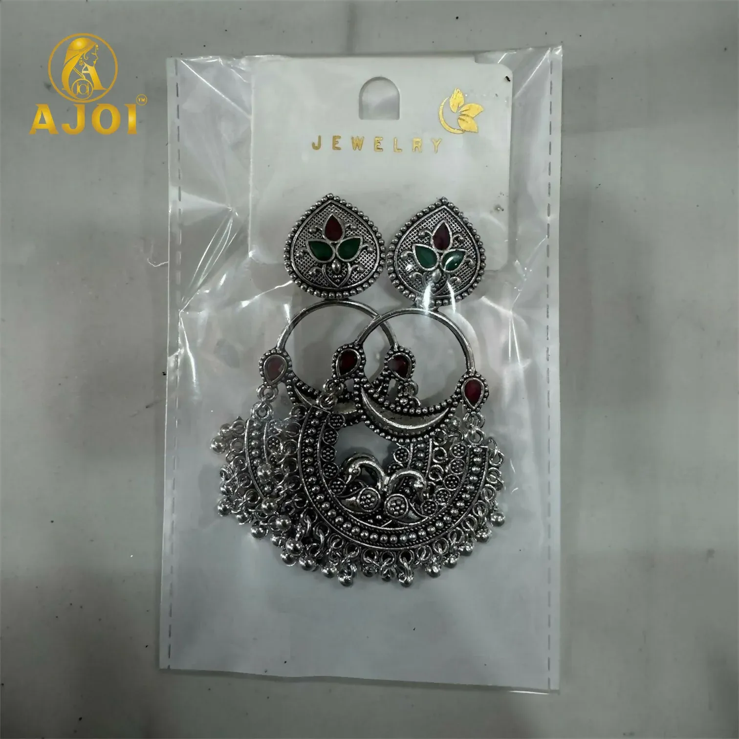 Vintage Peacock Inspired Oxidised Silver Earrings for Woman And Girls. - Detailed Feature View 4