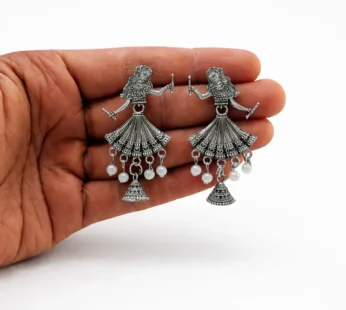 Elegant Oxidised Silver Doll Jhumka Earrings