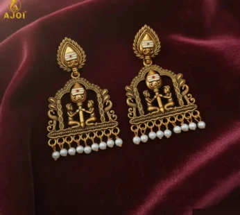 Royal Temple Muse Gold-Tone Jhumka Earrings with Pearl Danglers