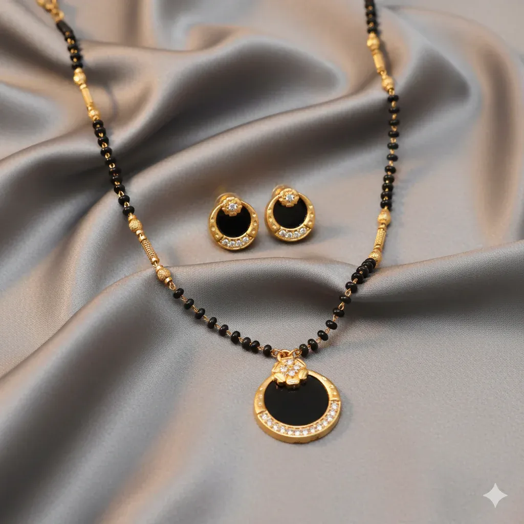 Premium Elegant Gold Plated AD Mangalsutra Set with Earrings - Buy Online at Alikart