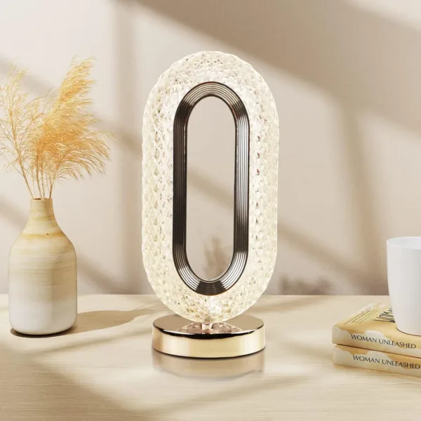 Touch Control Crystal Table Desk Lamp, 3-Way Dimmable Light, USB Rechargeable Crystal Diamond Table Lamp, Exquisite Night Stand Light Lamp Beside Lamp