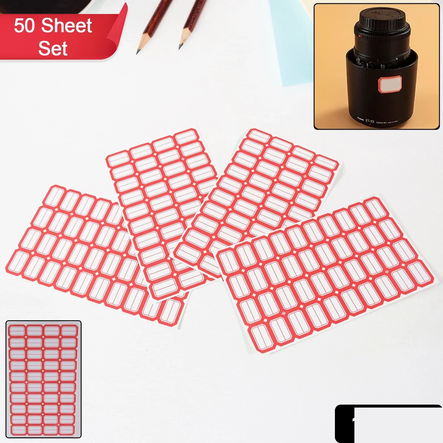 Multipurpose Blank Label Sticker Sheets with Red Border - 50 Sheets - Detailed Feature View 1