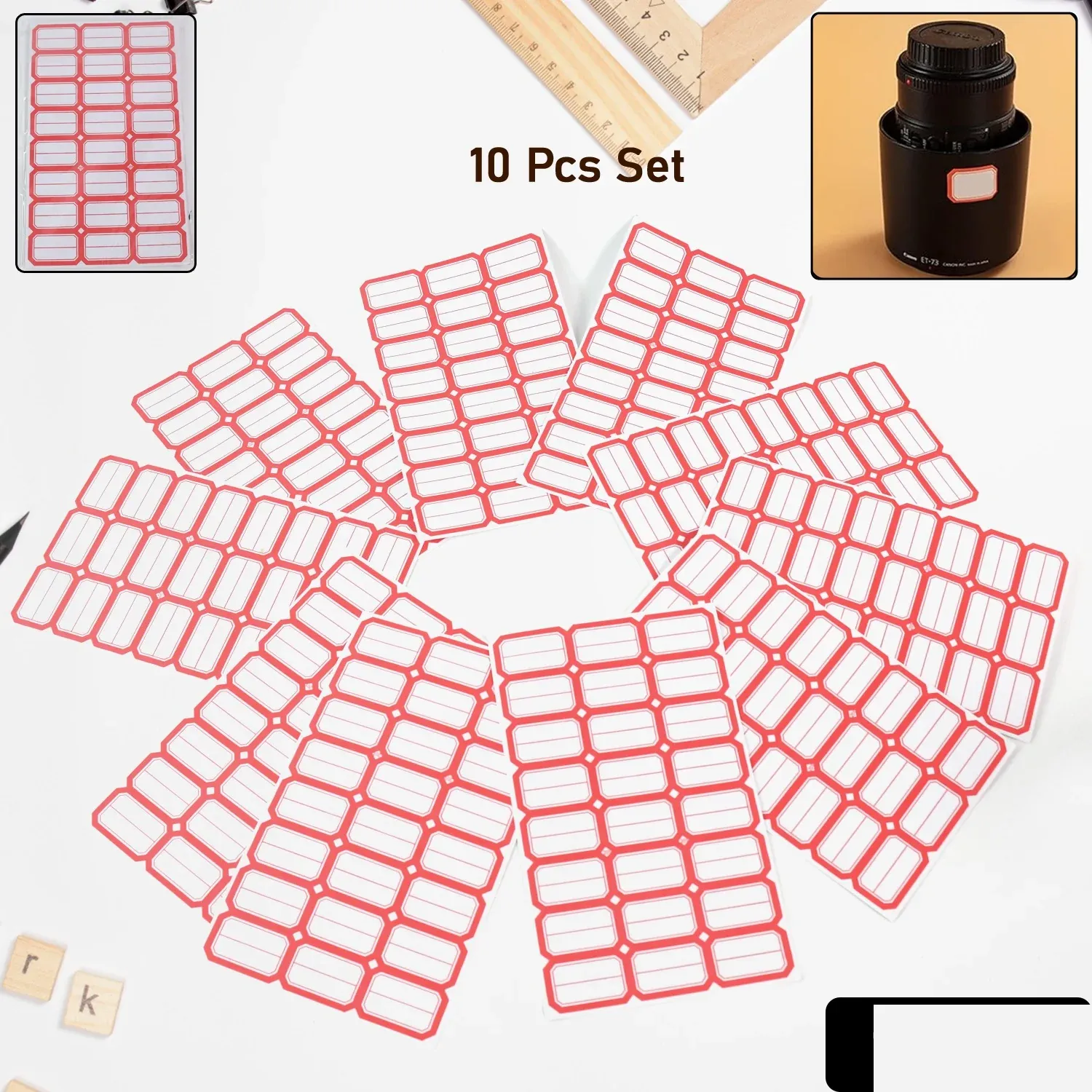 Blank Label Sticker Sheets with Red Border - 10 Multipurpose Sheets - Detailed Feature View 1