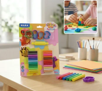 NARA Kids Creative Modelling Clay Set 24 Colors with Moulds & Roller Educational DIY Art & Craft Play Dough Kit (100Gm)
