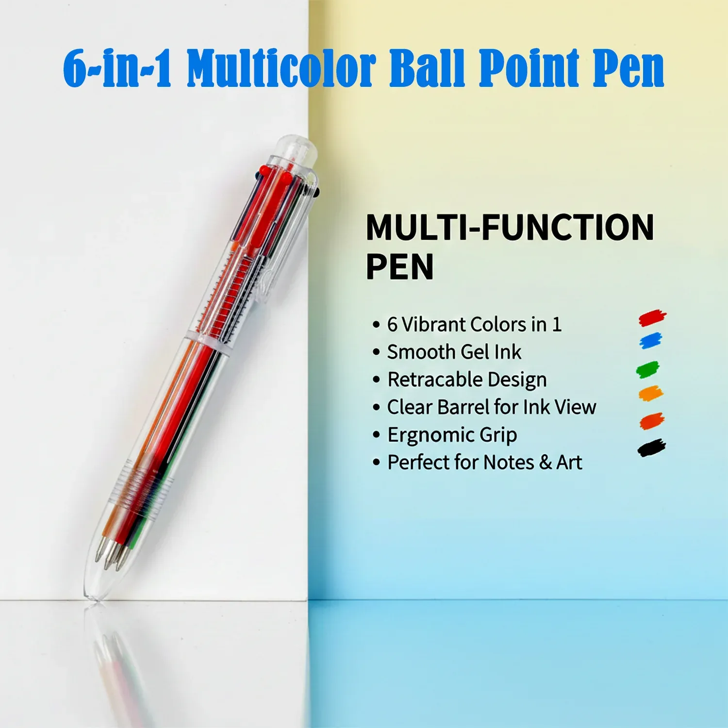 Multicolor Ball Pen – 6-in-1 Smooth & Vibrant Writing Tool - Detailed Feature View 3