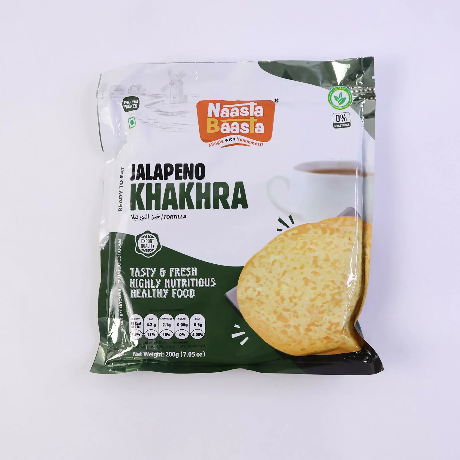 Naasta Baasta Jalapeno Khakhra Ready-to-Eat Crispy Whole Wheat Snack (200 Gm) - Detailed Feature View 3