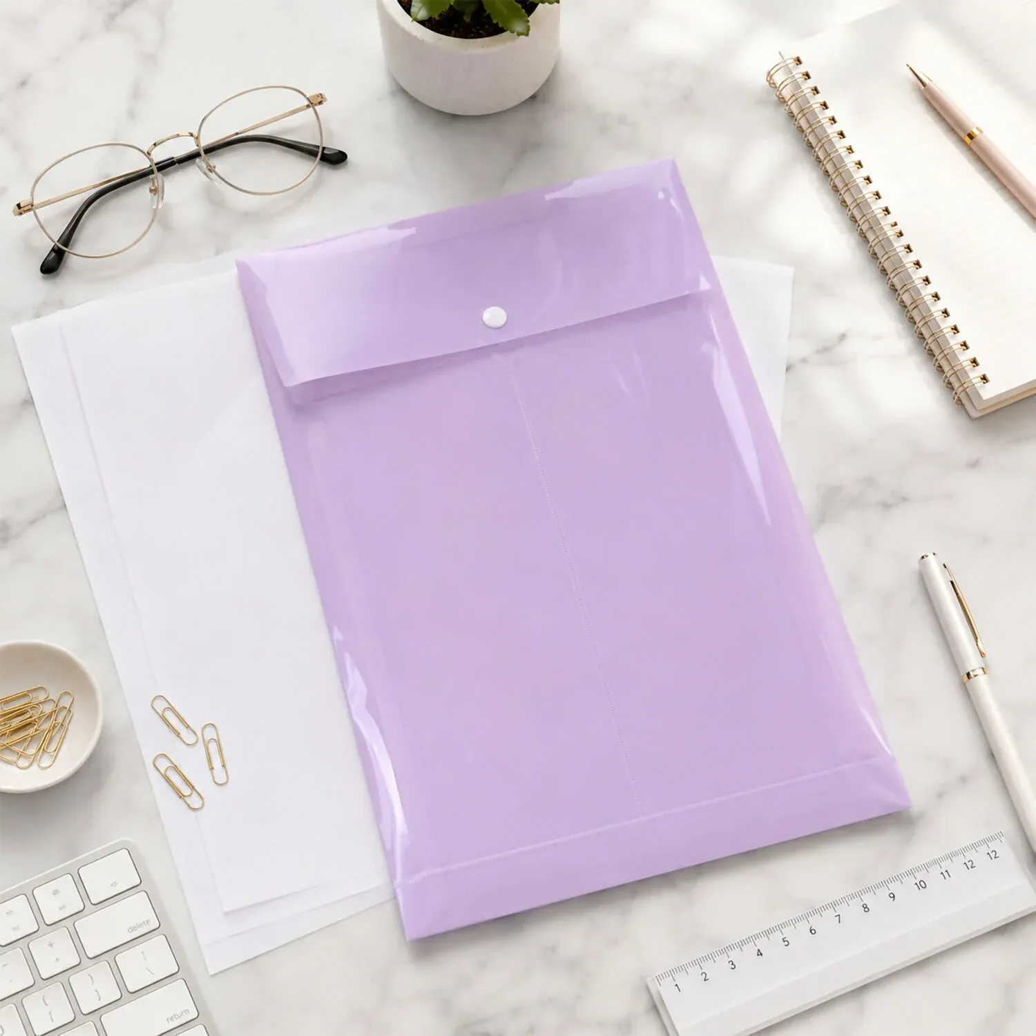 Pastel A4 Vertical Document Folder with Button Closure - Mix Colour - Detailed Feature View 4