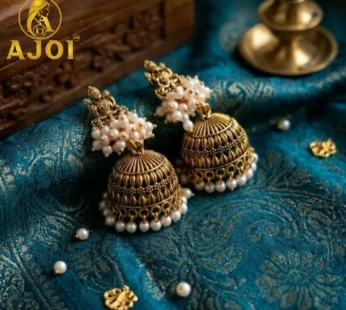 Antique Gold Pearl Jhumka Earrings – Traditional Ethnic Jewelry