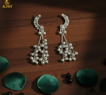 Kasmiri Silver Oxidised Chandbali Jhumka Earrings with Ghungroo Dangles