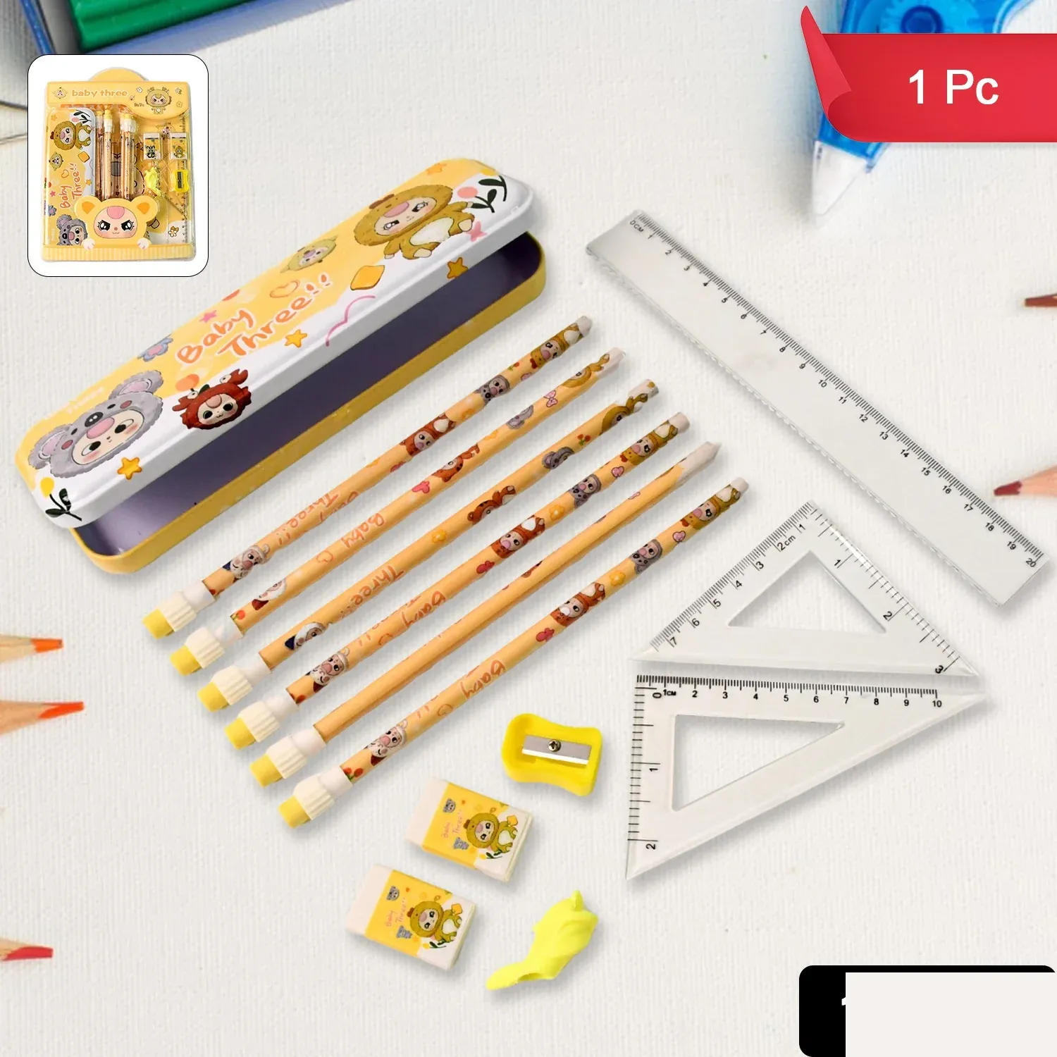 Kids Stationery Kit – 14-Piece Cartoon School Supplies Set - Detailed Feature View 1