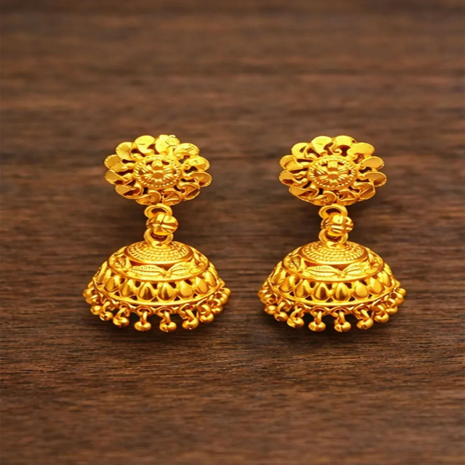 Traditional Gold Plated Jhumka Earrings for Women - Detailed Feature View 2