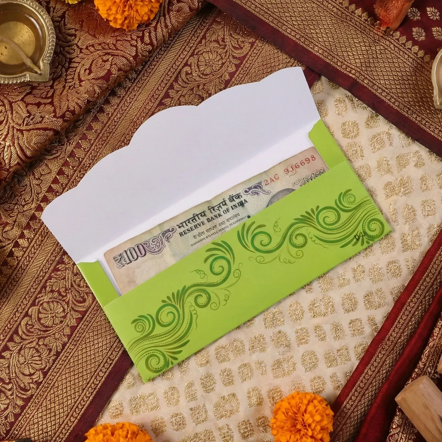 Decorative A4 Size Gift & Money Envelopes with Elephant & Mandala Design – Pack of 10 Pcs - Detailed Feature View 1