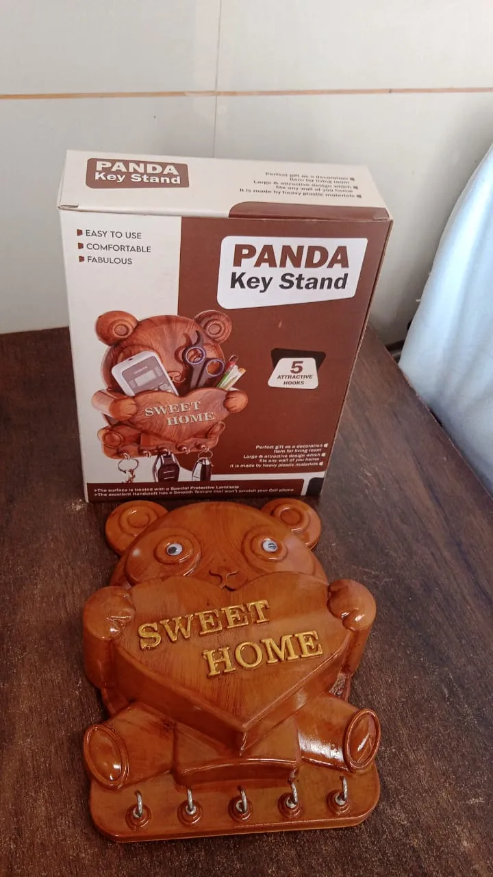 Panda Key Holder – 5-Hook Wall Mount Organiser | GlimmerHome - Detailed Feature View 7