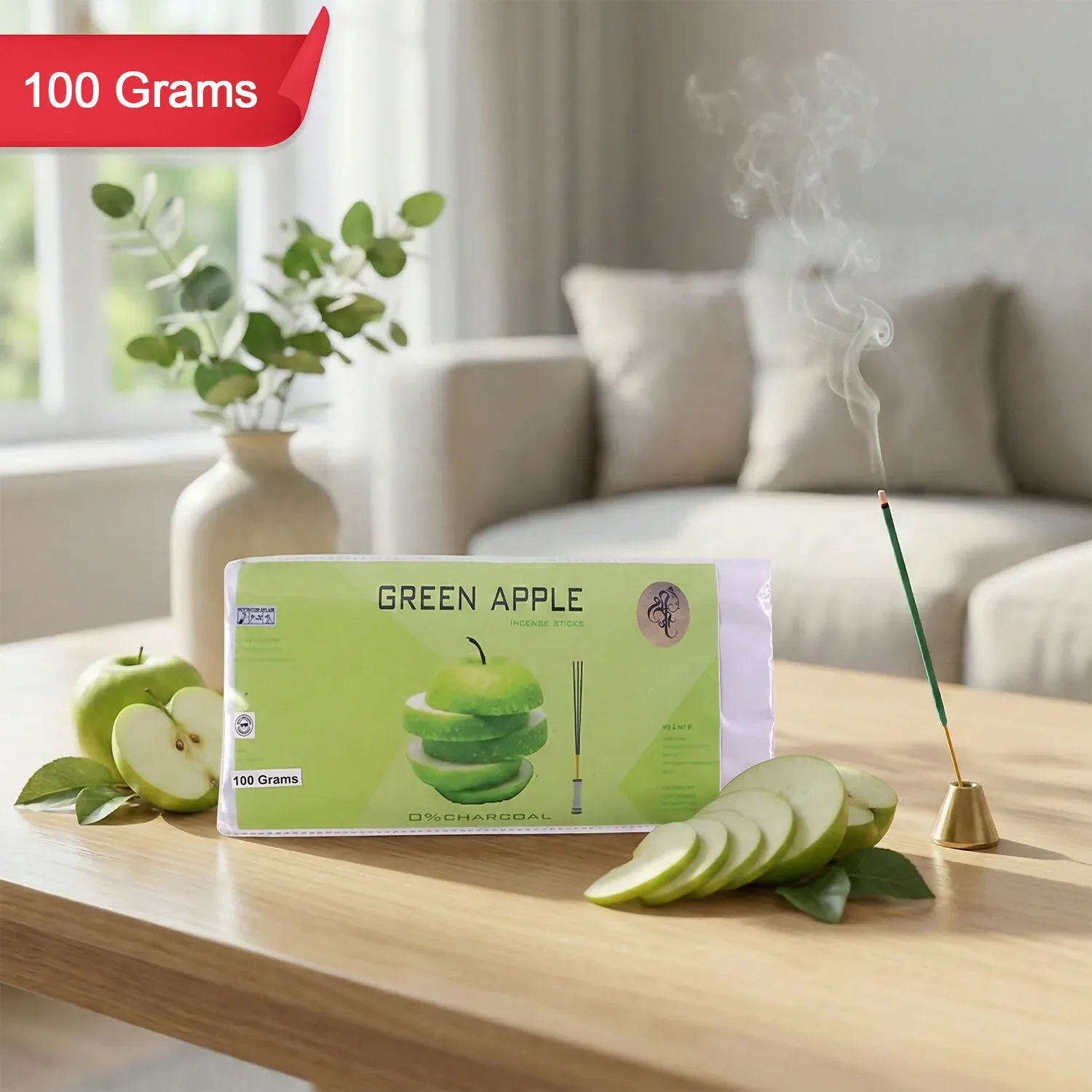Green Apple Fragrance Masala Incense Sticks for Pooja & Meditation - Detailed Feature View 2