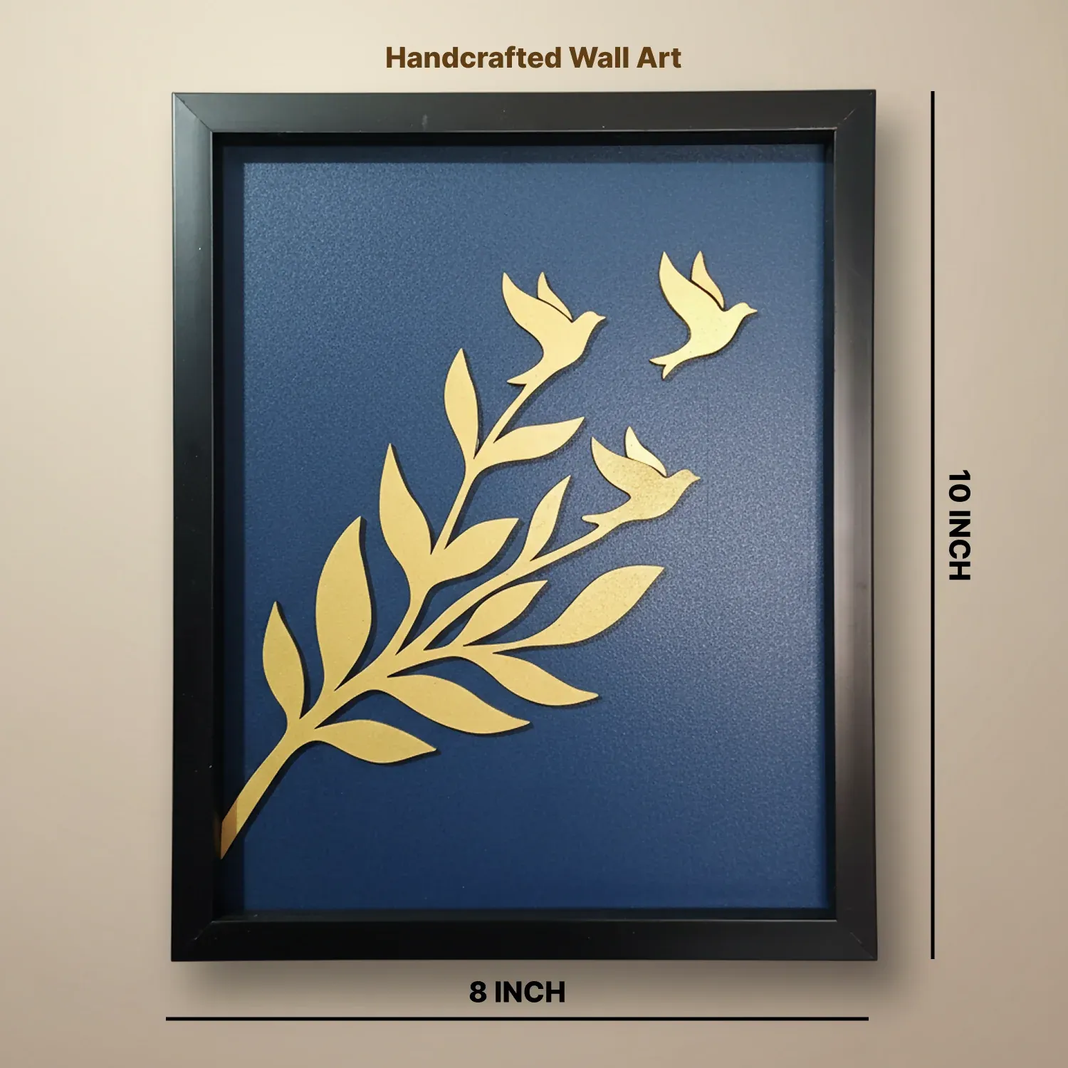 Luxury 3D Leaf & Birds Wall Art Frame | Modern Minimalist Wooden Wall Decor - Detailed Feature View 5