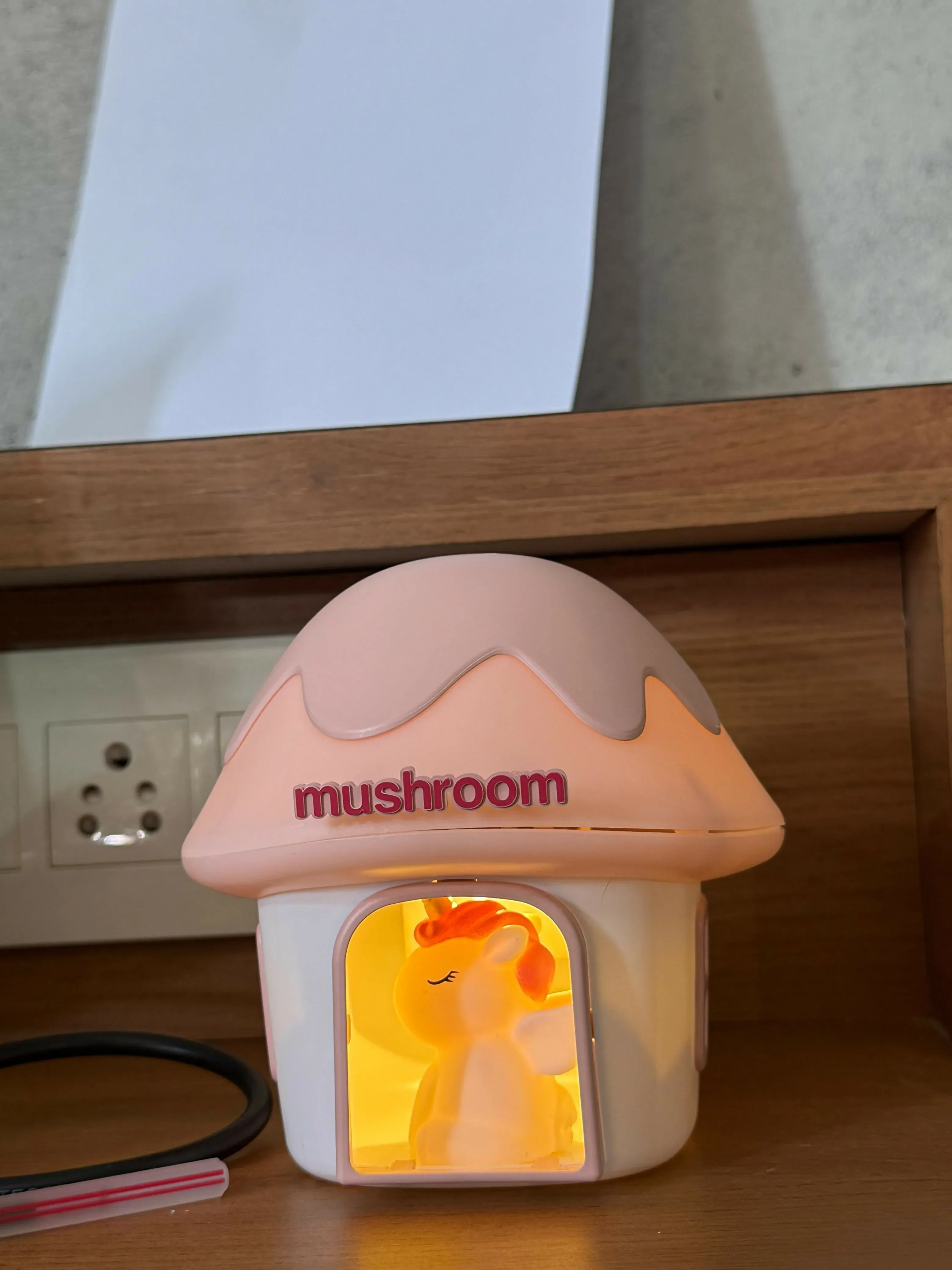 Cute Unicorn Mushroom House LED Night Lamp for Kids Bedroom Desk Decor - Detailed Feature View 4
