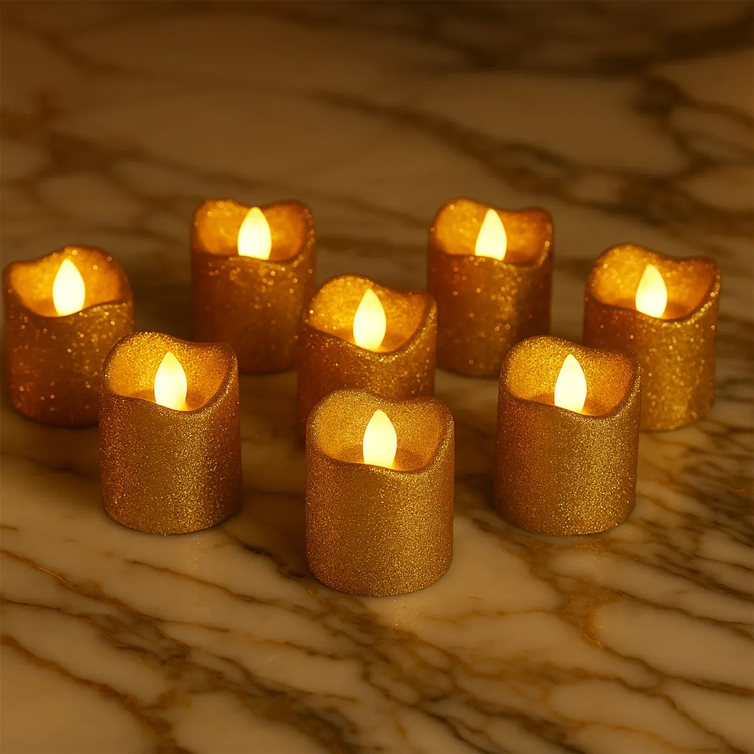 Christmas Premium Glitter LED Tealight Candles (9 Pc Set) - Detailed Feature View 5