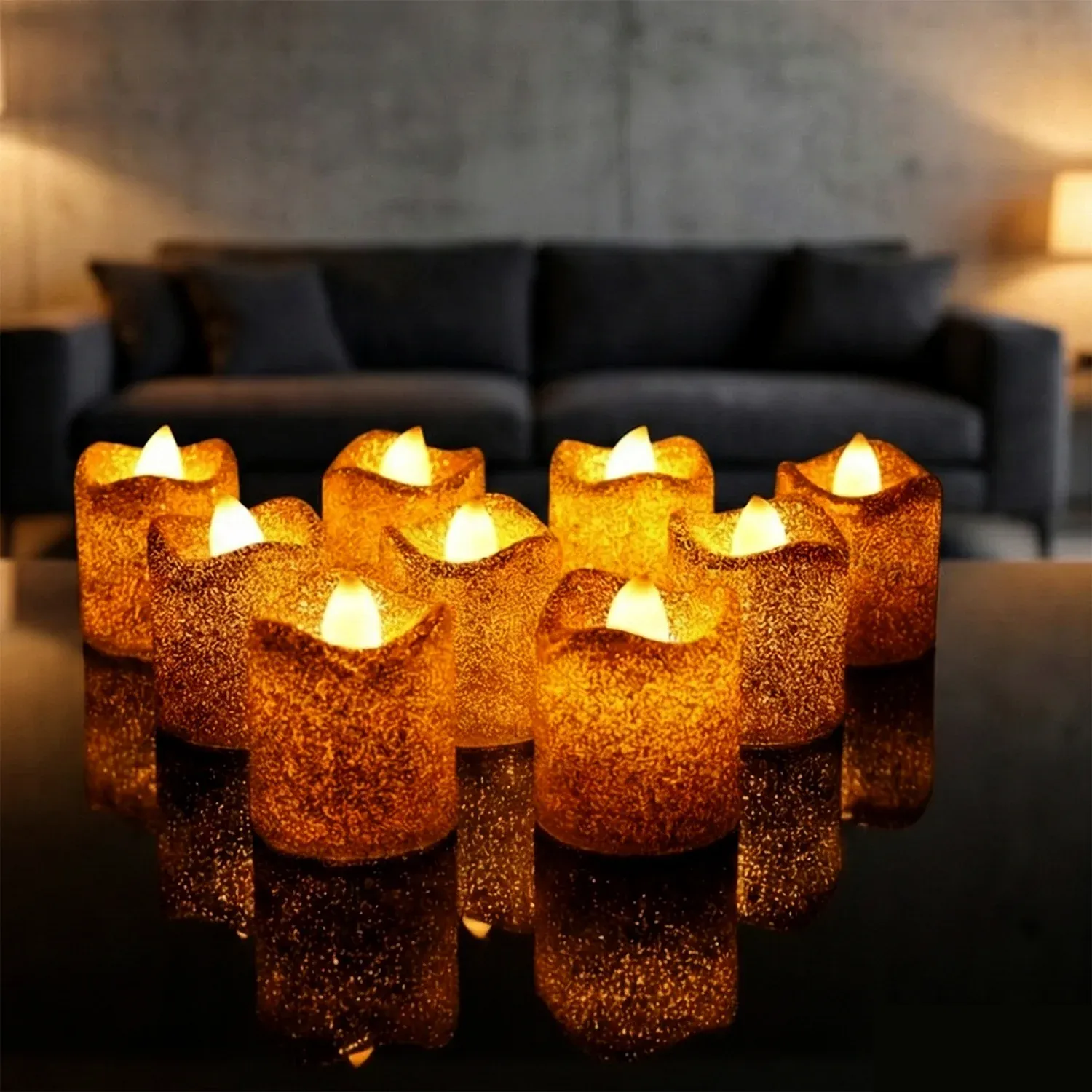 Christmas Premium Glitter LED Tealight Candles (9 Pc Set) - Detailed Feature View 2
