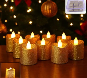 Christmas Premium Glitter LED Tealight Candles (9 Pc Set)