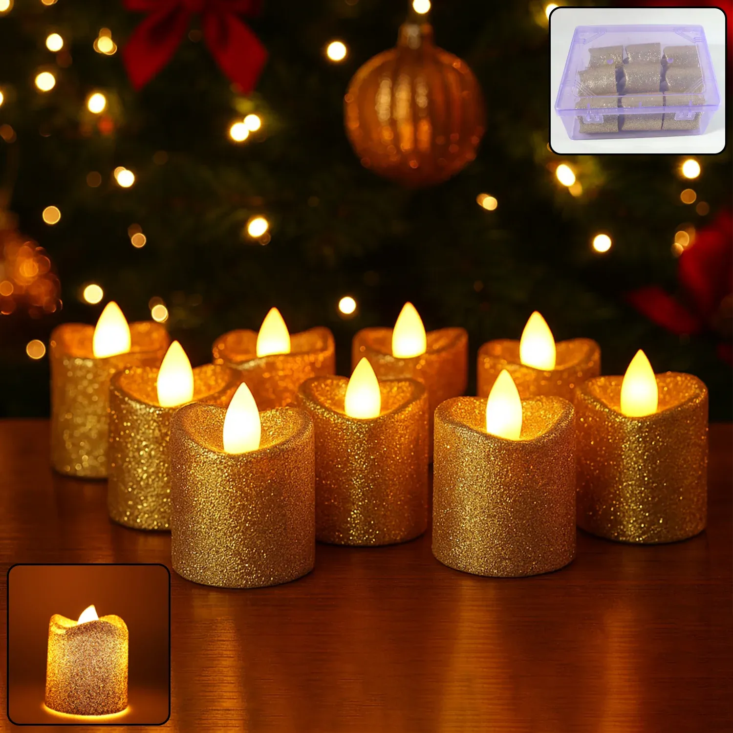 Premium Christmas Premium Glitter LED Tealight Candles (9 Pc Set) - Buy Online at Alikart