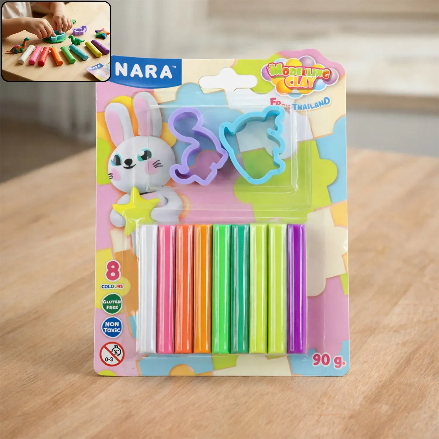 Premium NARA 8 Color Modelling Clay Set with Shape Cutters – Kids Creative DIY Play Dough Kit (90 Gm) - Buy Online at Alikart