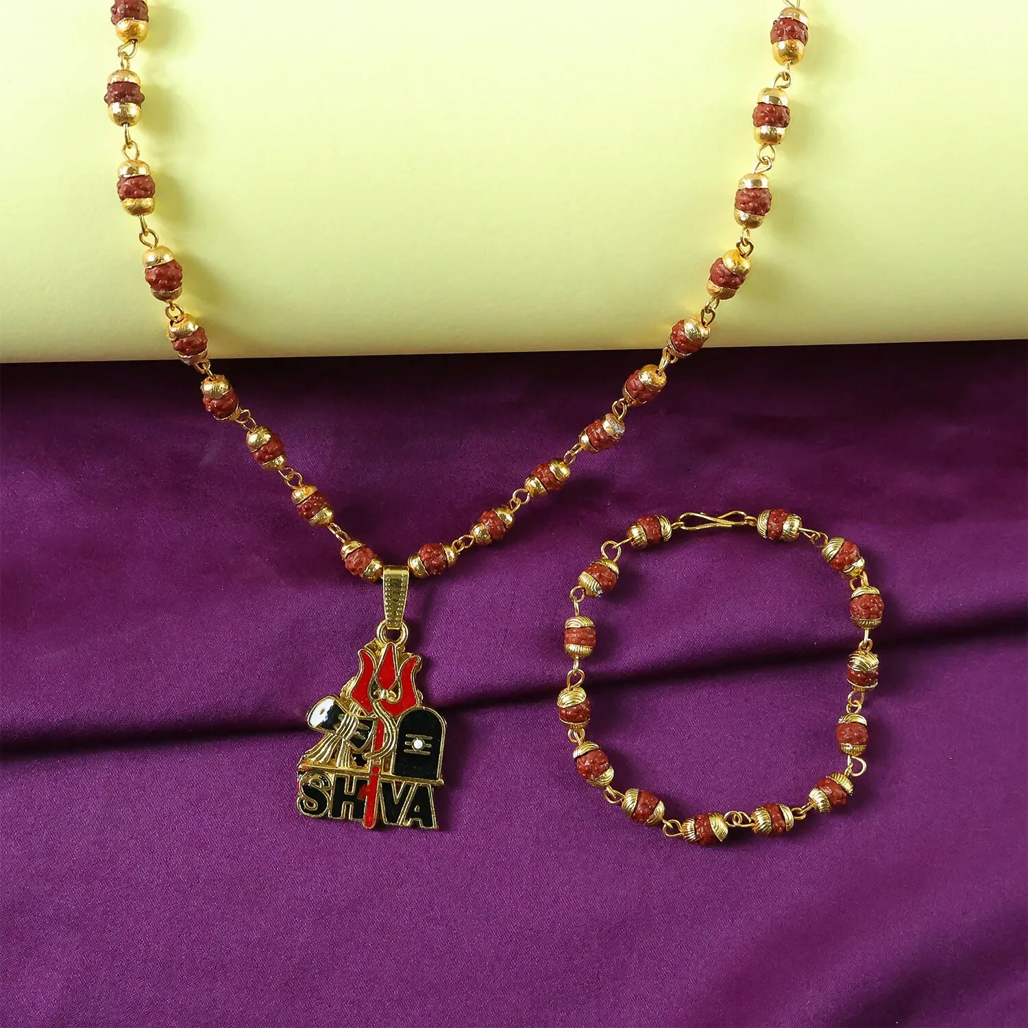 Premium Shiva Pendant with Rudraksha Mala & Bracelet Combo - Buy Online at Alikart