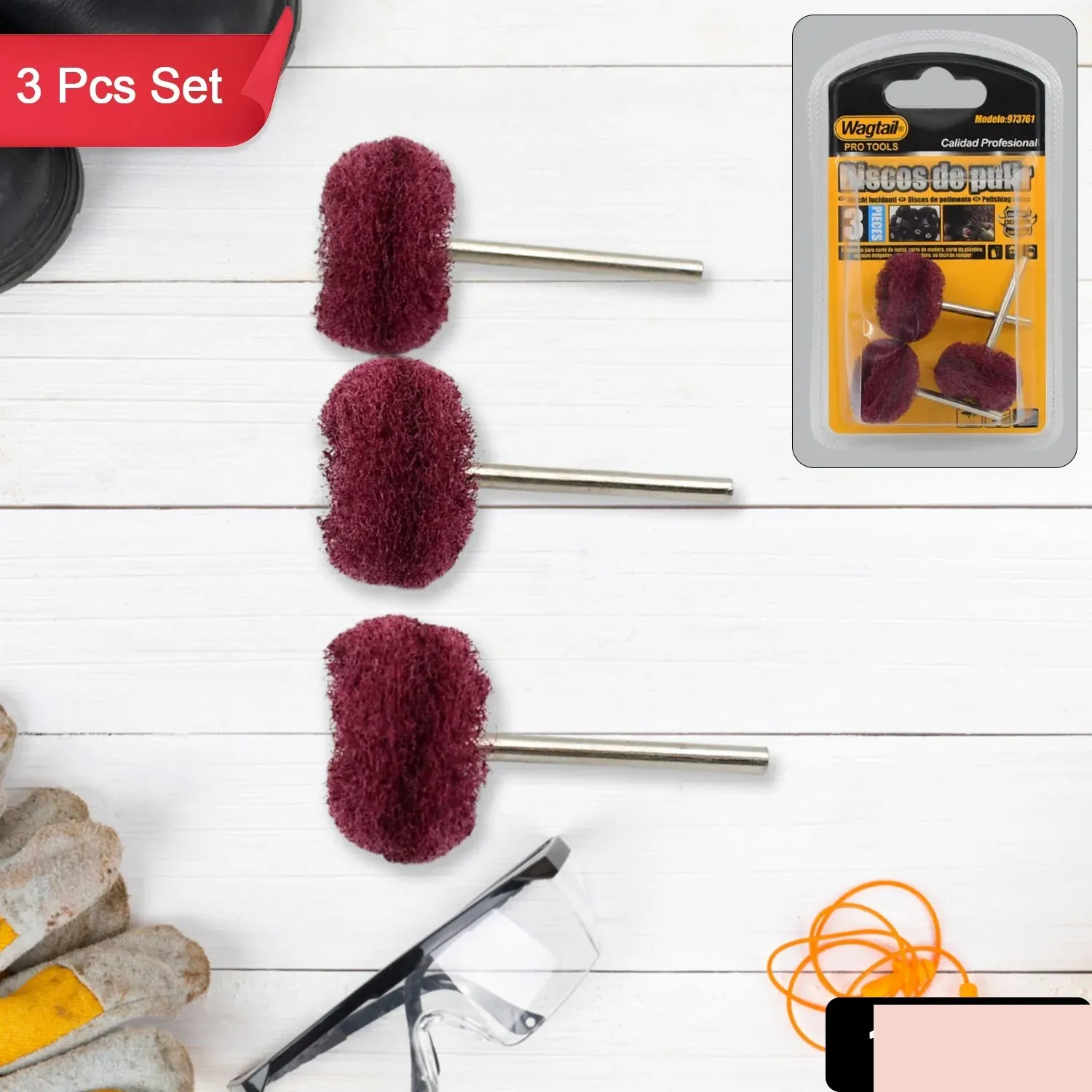 Abrasive Buffing Wheel Set – For Rust Removal & Polishing - Detailed Feature View 1