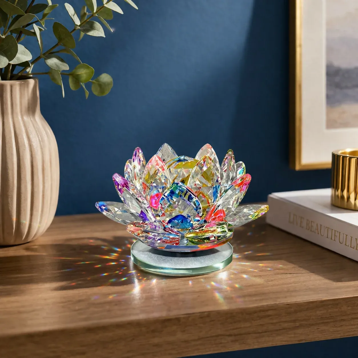 Crystal Cut Decorative Glass Lamp Shade Table Decor Showpiece - Detailed Feature View 1