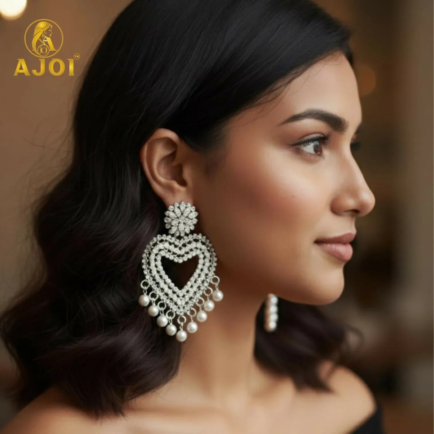 Heart-Shaped Pearl Drop Earrings For Women And Girls - Detailed Feature View 5