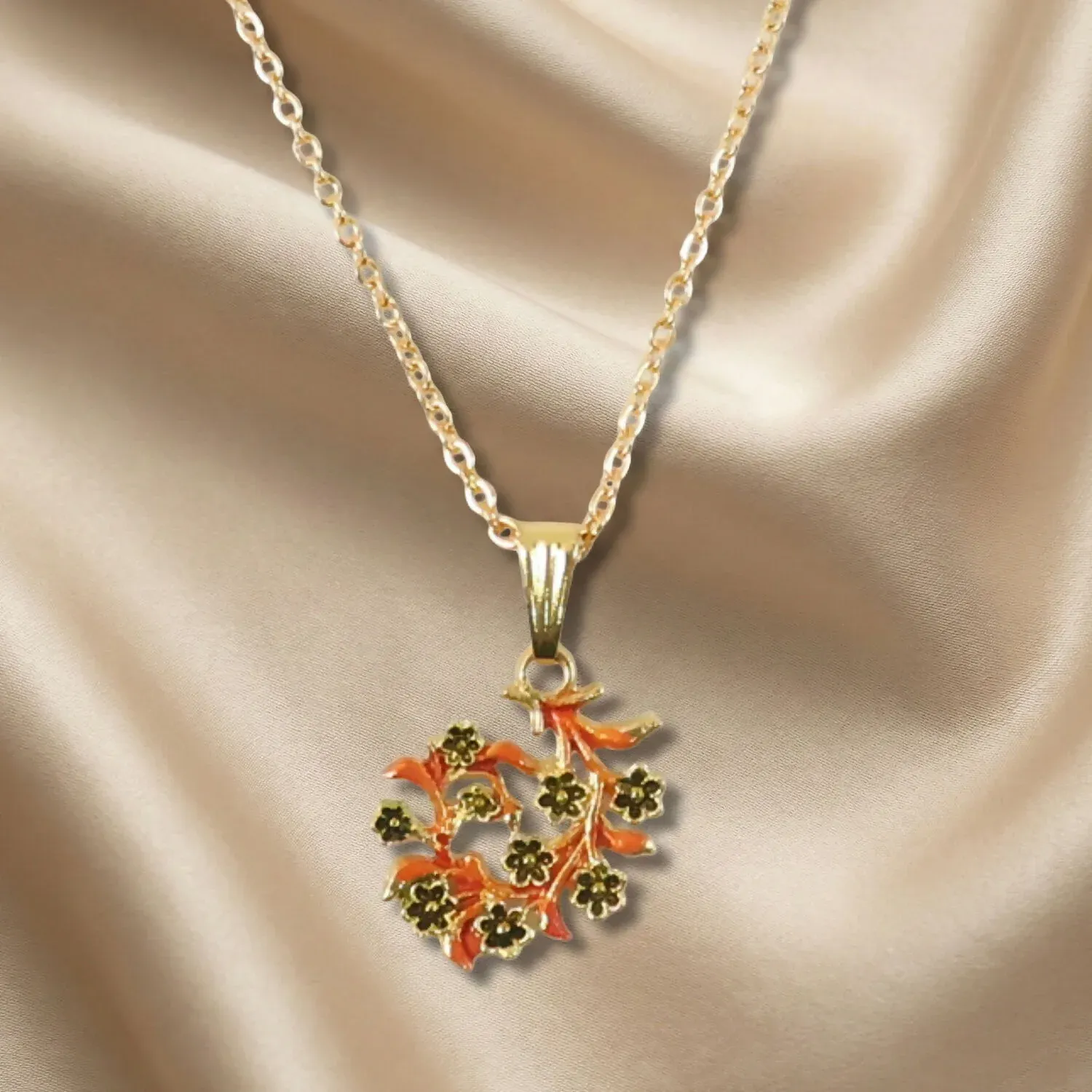 Premium Traditional Floral Vine Design Pendant Necklace with Chain for Women - Buy Online at Alikart