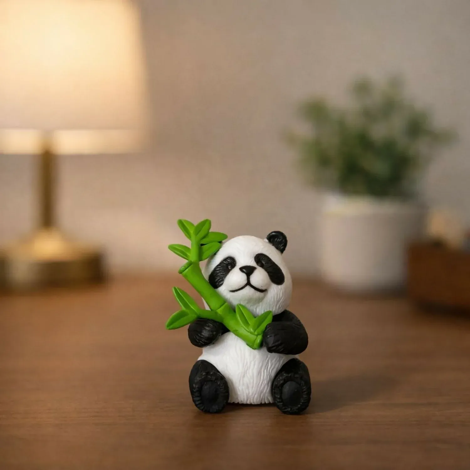 Panda Showpiece – Cute Bamboo Desk Decor for Home & Office - Detailed Feature View 1
