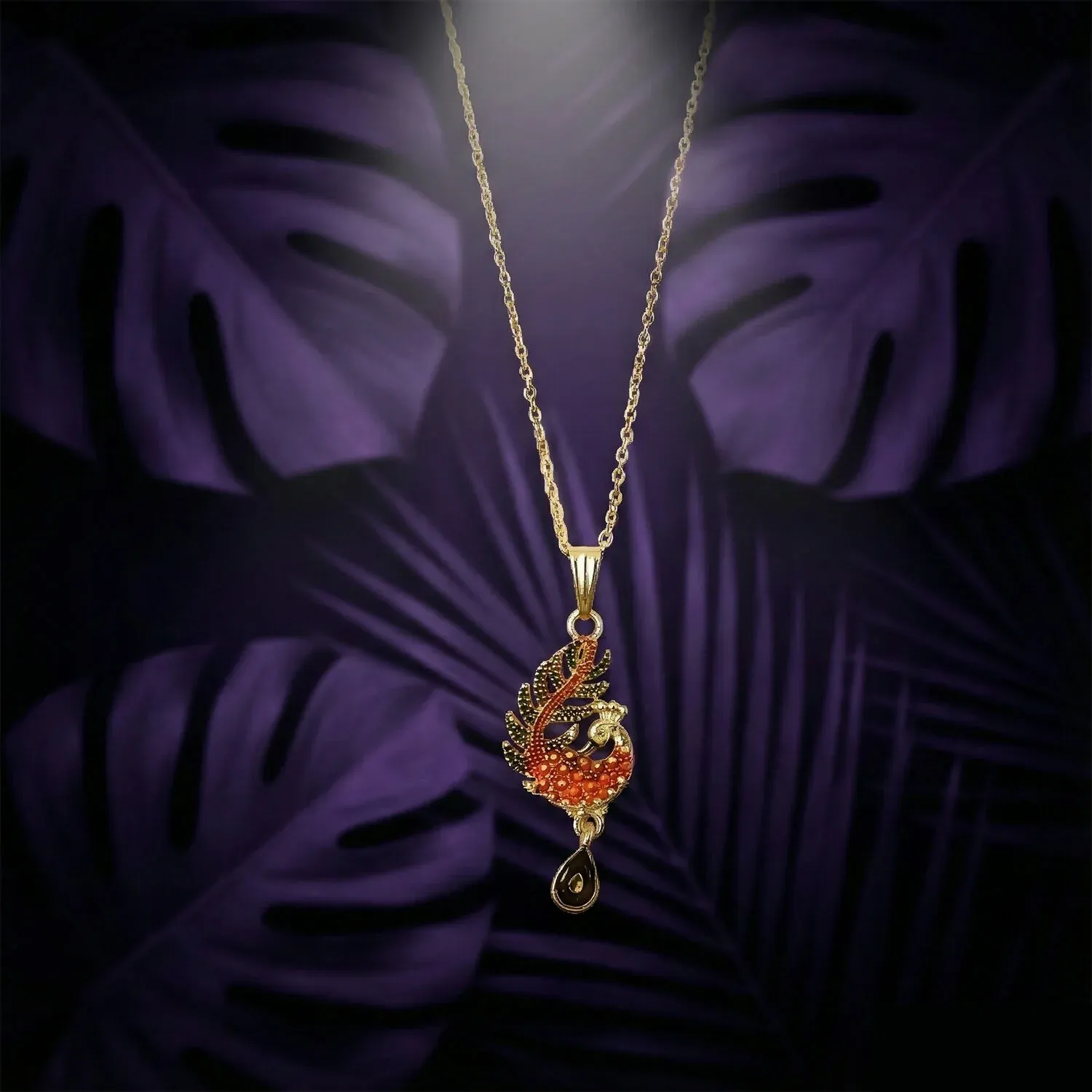 Premium Peacock Motif Pendant Necklace for Women with Chain - Buy Online at Alikart