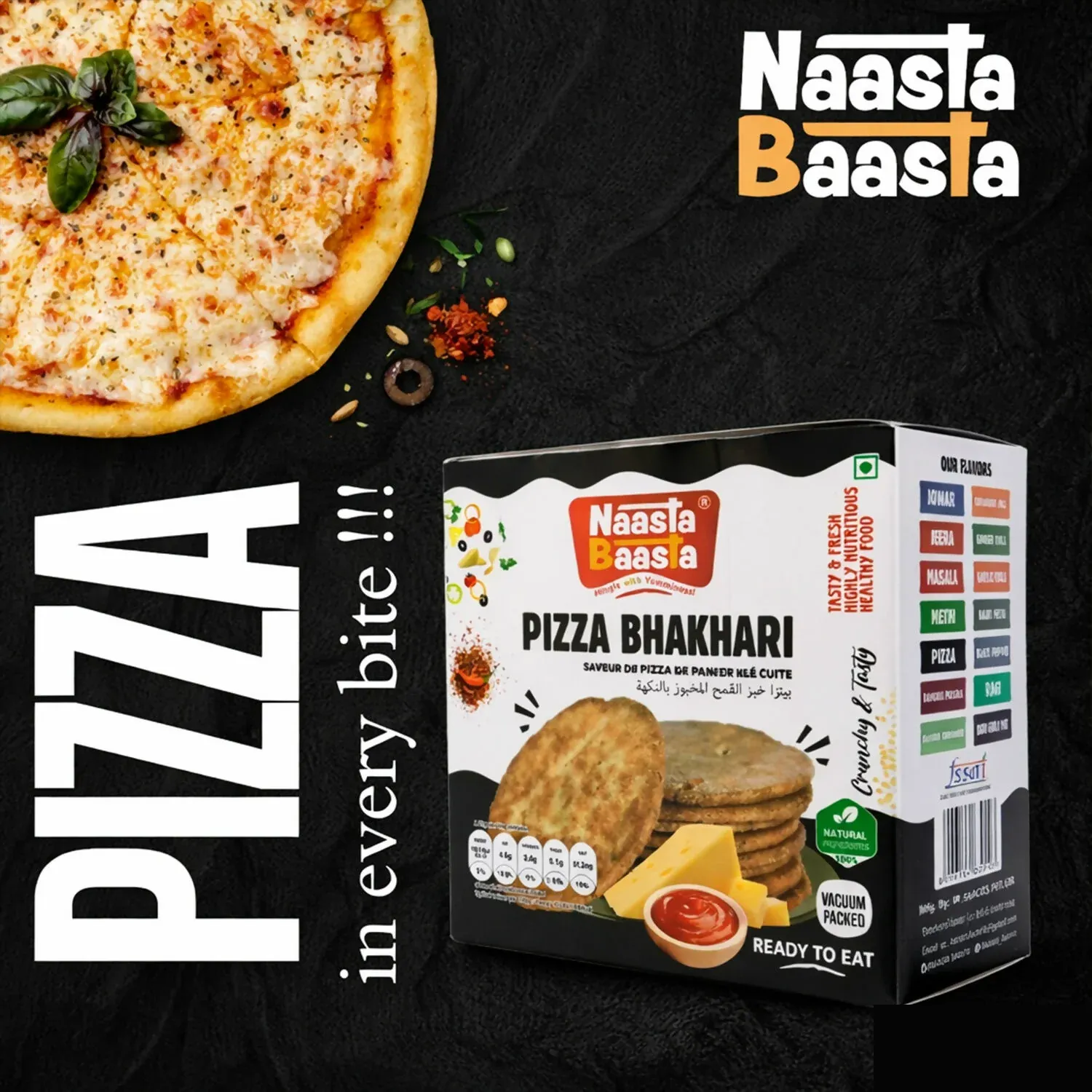 Naasta Baasta Pizza Bhakhari - Pizza Flavor & Crispy Ready to Eat Snack Delight (200 Gm) - Detailed Feature View 3