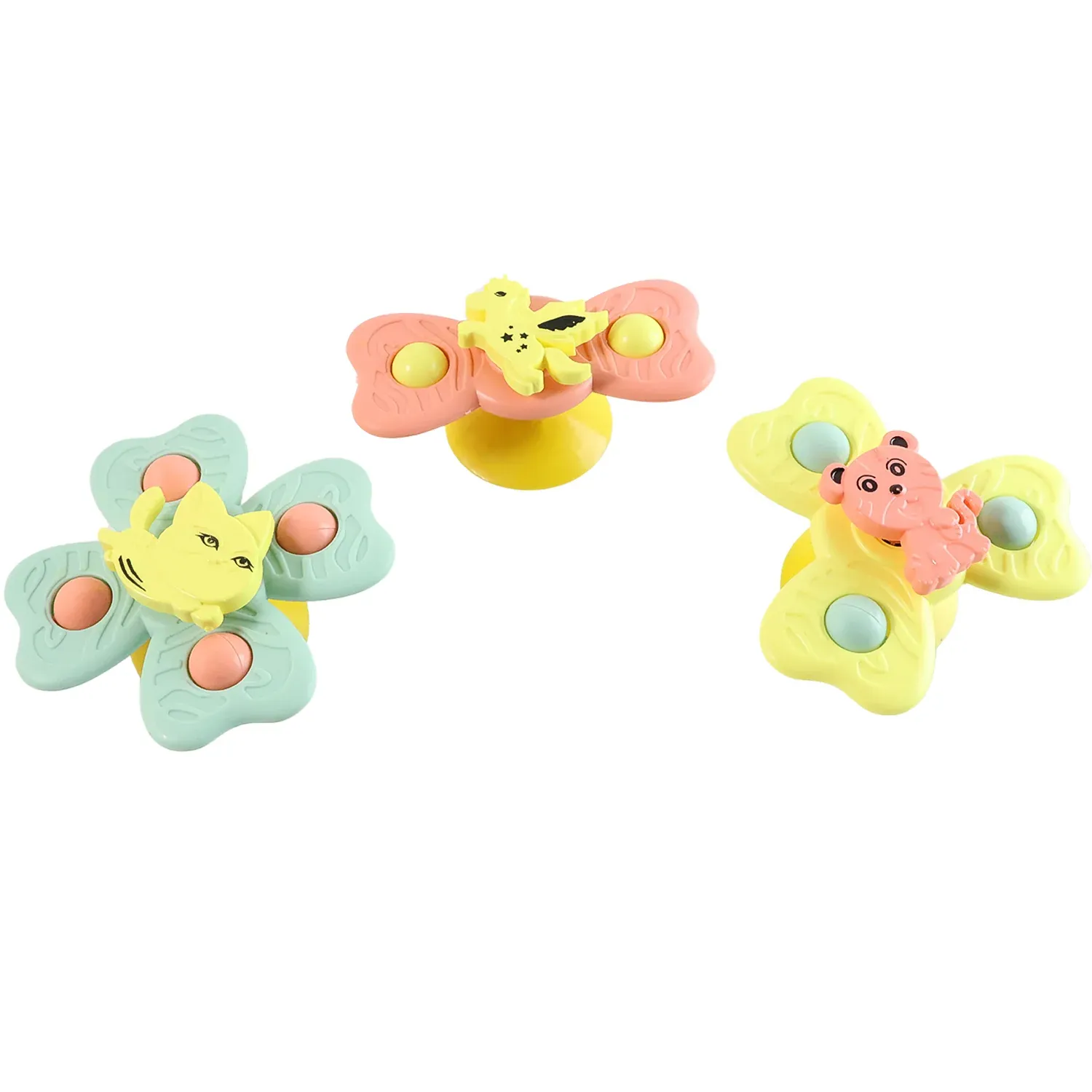 Buzzy Baby Spinner Toy Set – 3-Pc Suction Cup Spinning Toys - Detailed Feature View 4