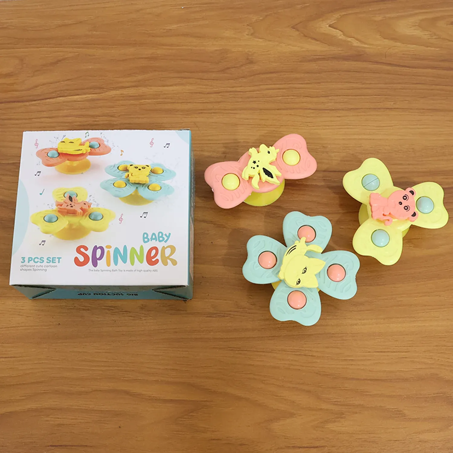 Buzzy Baby Spinner Toy Set – 3-Pc Suction Cup Spinning Toys - Detailed Feature View 8