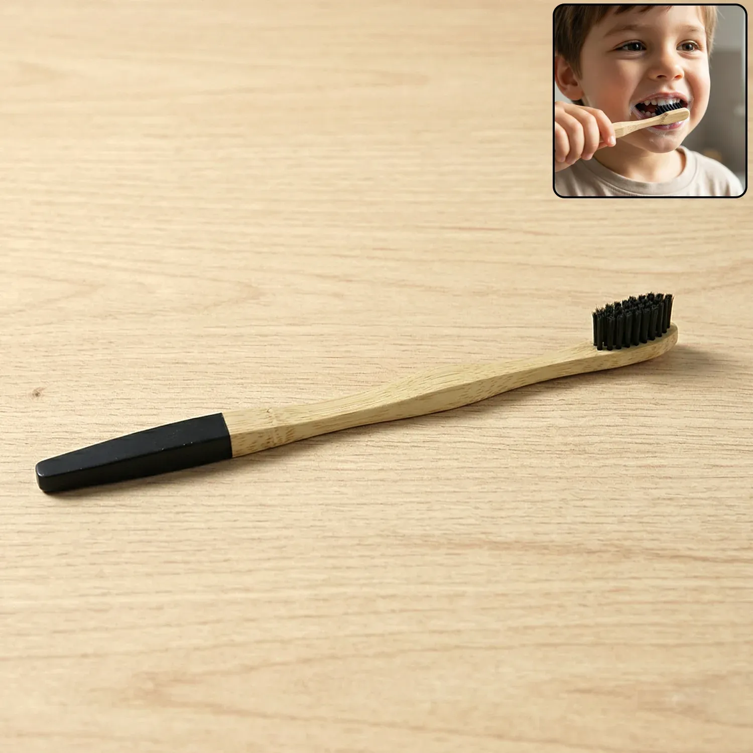 Bamboo Toothbrush – Eco-Friendly & Soft Charcoal Bristles - Detailed Feature View 1