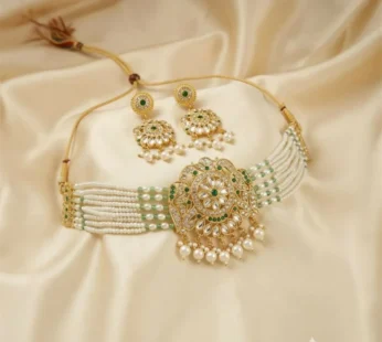 Premium Kundan Pearl Bridal Jewellery Set with Earrings