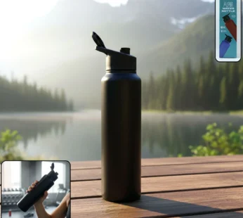 Stainless Steel 1000ml Flip-Top Reusable Sports Water Bottle