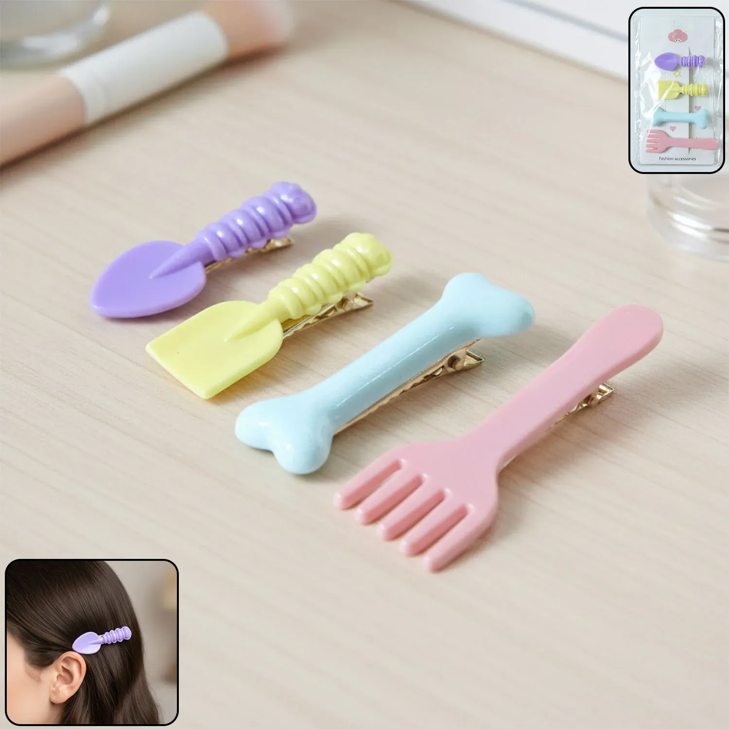 Premium Cute Cartoon Food Shape Hair Clips Set (4 Pc) - Buy Online at Alikart