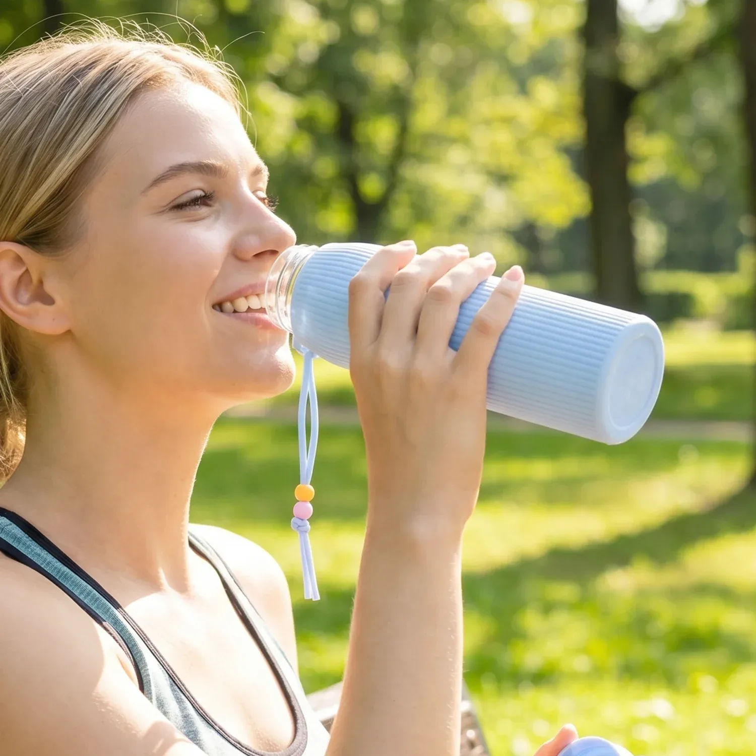 Glass Water Bottle – Stylish & Leakproof for Daily Use - Detailed Feature View 4