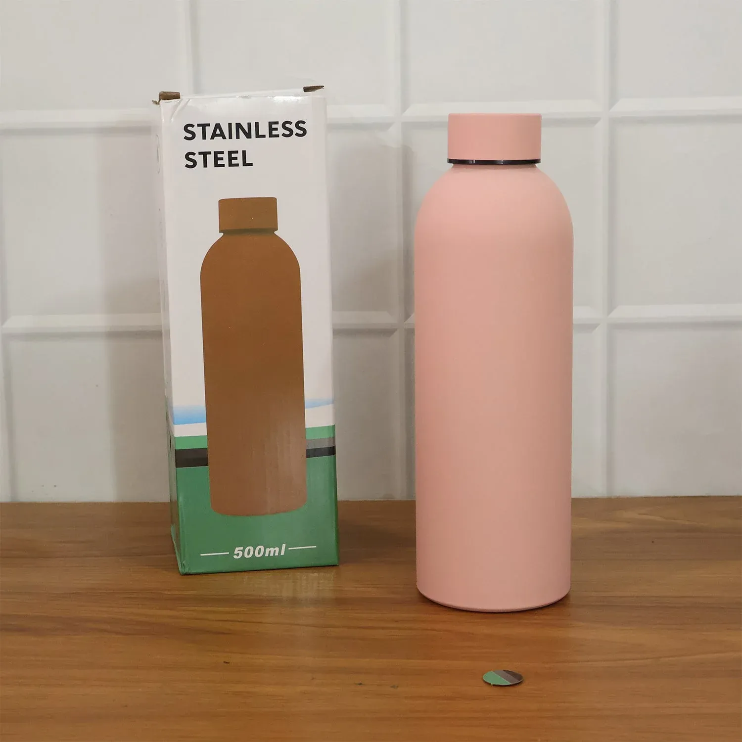 Insulated Water Bottle – Pink 500ml Hot & Cold Flask - Detailed Feature View 8