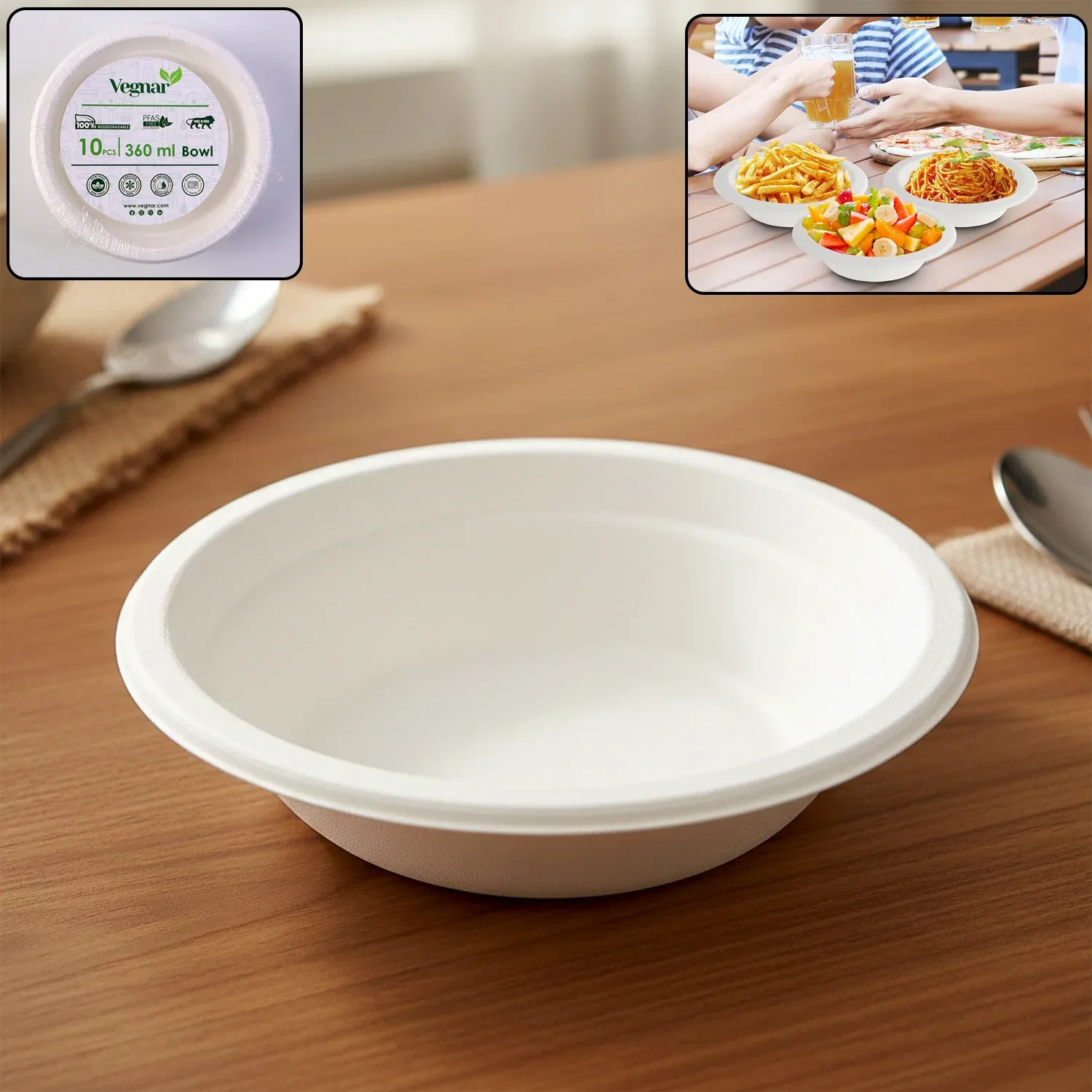Premium Disposable Food Serving Bowl Set – 360ml Capacity, 10 Pieces - Buy Online at Alikart