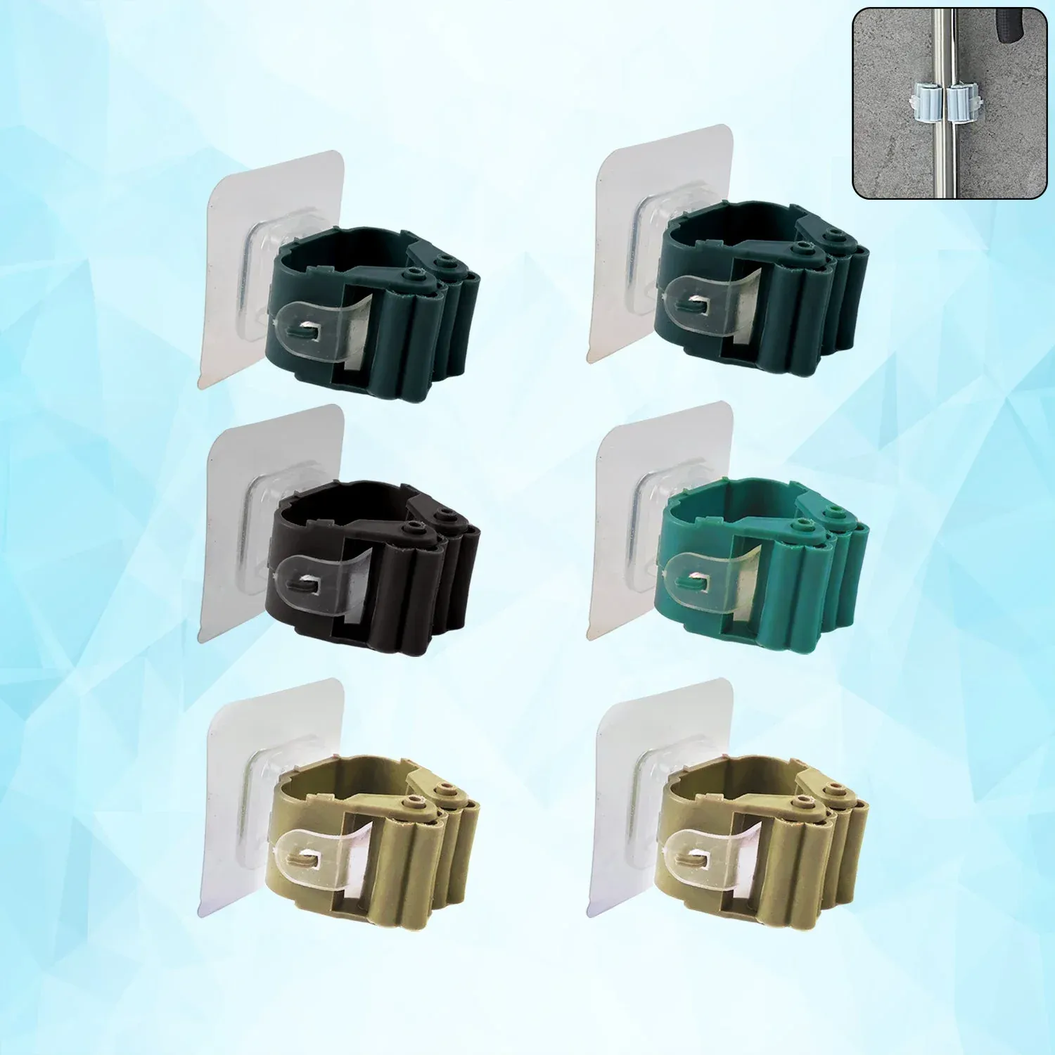 Premium Mop & Broom Holder Clips – Strong Self-Adhesive Grip Set - Buy Online at Alikart