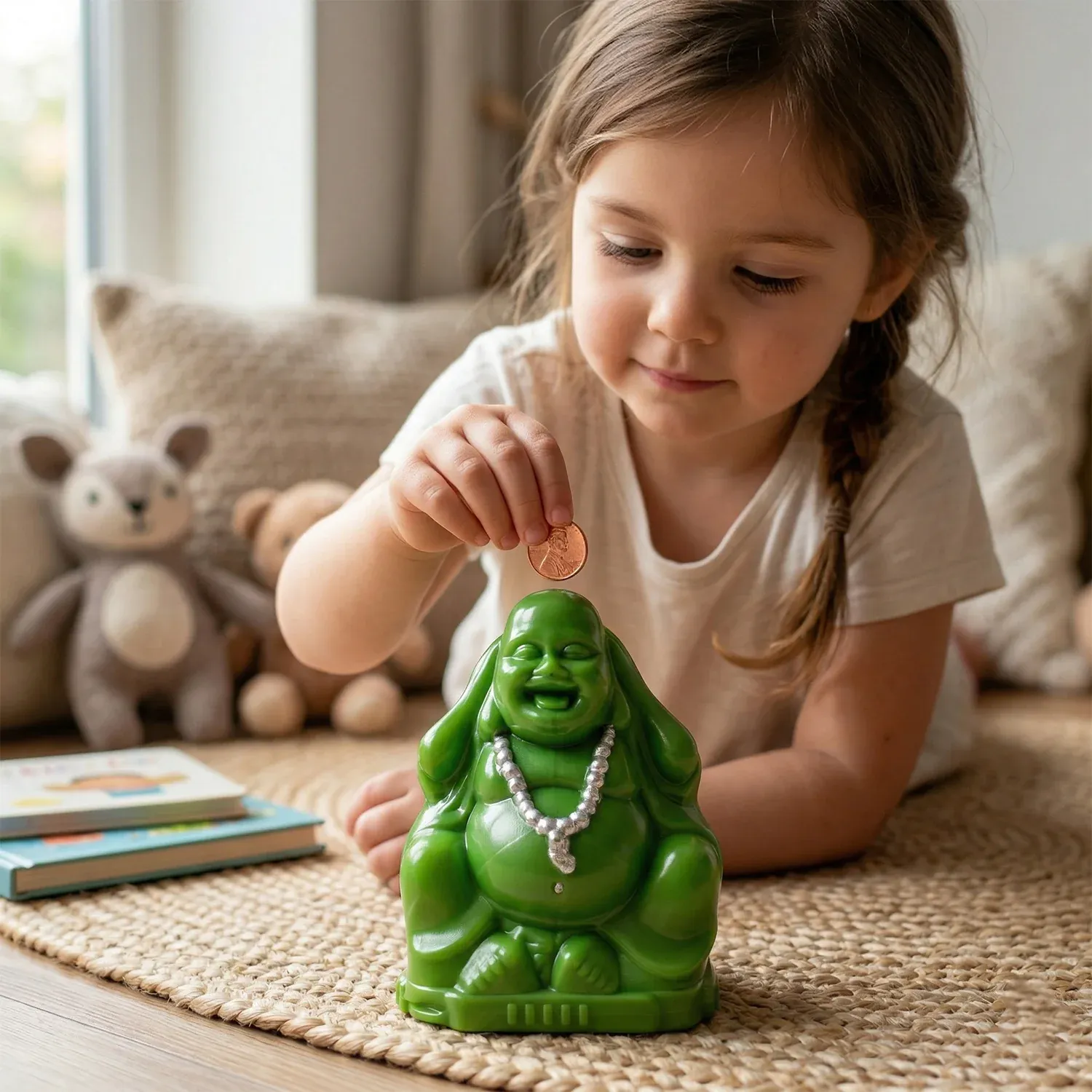 Laughing Buddha Money Bank Coin Saving Box - Decorative Piggy Bank - Detailed Feature View 4